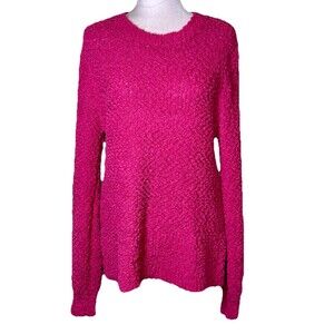 Zenana Women’s Hot Pink Popcorn Textured Sweater Cozy Soft Minimalist Dopamine S